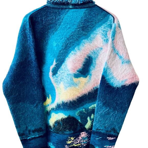 ALANUI: Men's Brushed Wool Blend Aurora Borealis Cardigan -M - Picture 2 of 10